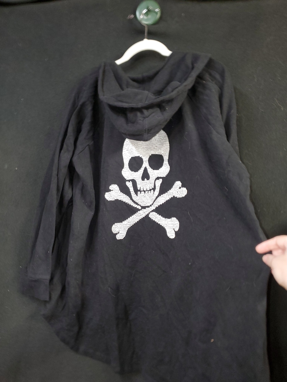 torrid Black Hoodie with Silver Sequin Skull & Crossbones